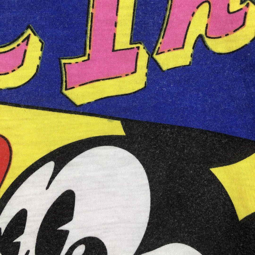 90'S Mickey Mouse and Minnie Mouse padded star print reversible character sweatshirt unclear blue type Vintage Second Hand