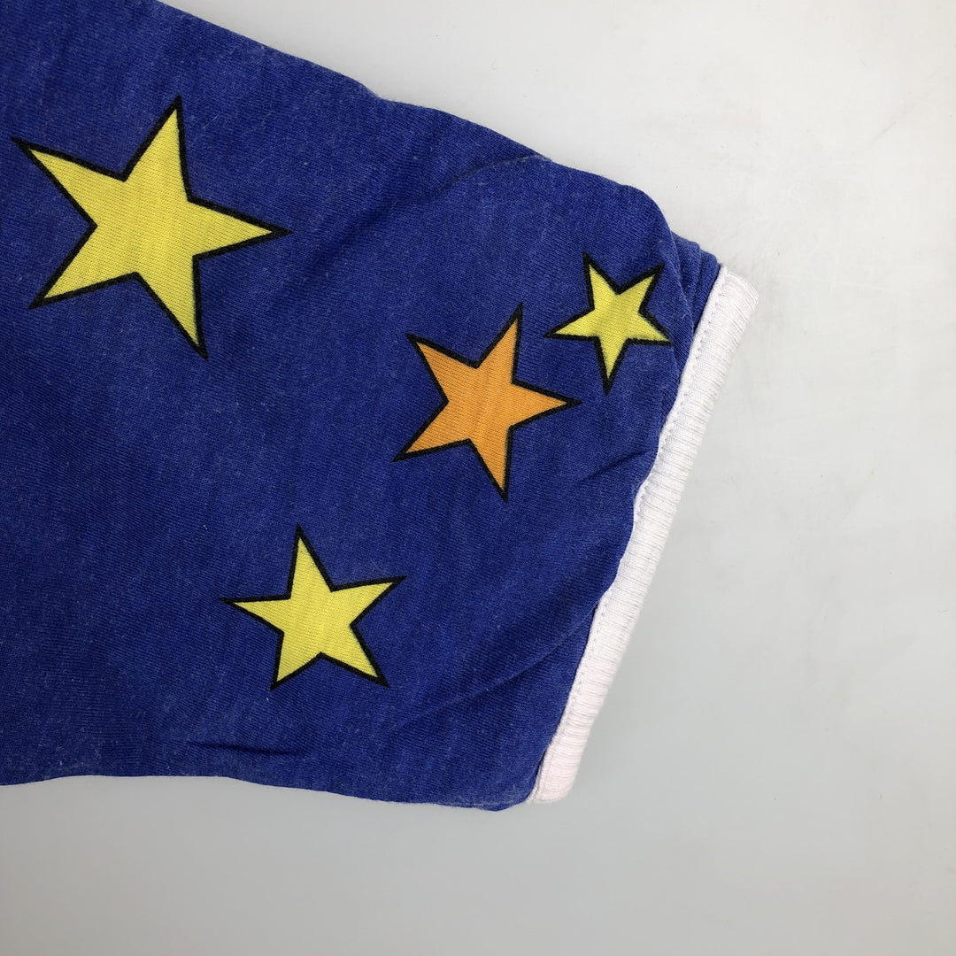 90'S Mickey Mouse and Minnie Mouse padded star print reversible character sweatshirt unclear blue type Vintage Second Hand