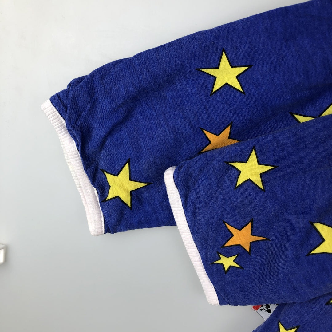 90'S Mickey Mouse and Minnie Mouse padded star print reversible character sweatshirt unclear blue type Vintage Second Hand