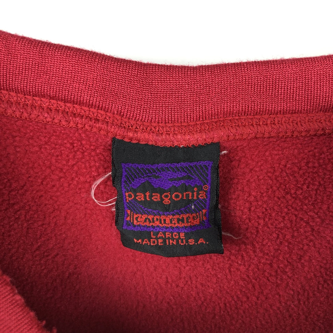 90s~ Patagonia CAPILENE Henley Fleece Pullover, Made in USA, Women's Size L unclear red type Vintage Second Hand
