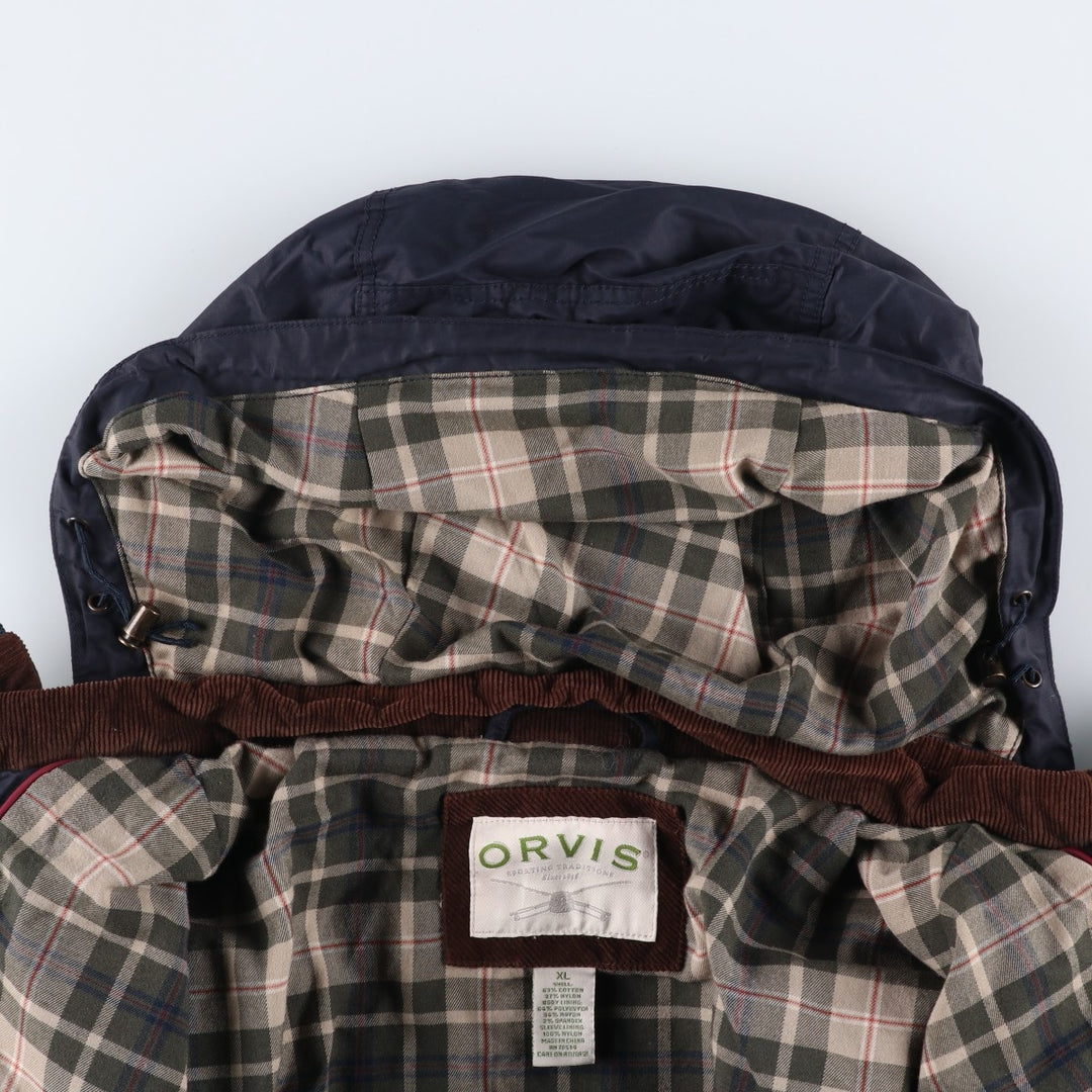90s-00'S Orvis Cotton and Nylon Parka, Men's Size XL, Vintage cotton navy blue type Vintage Second Hand
