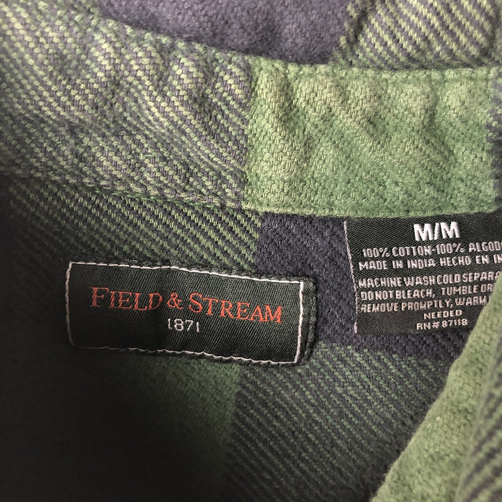 FIELD and STREAM Buffalo Check Long Sleeve Heavy Flannel Check Shirt, Men's Size M cotton green type Vintage Second Hand