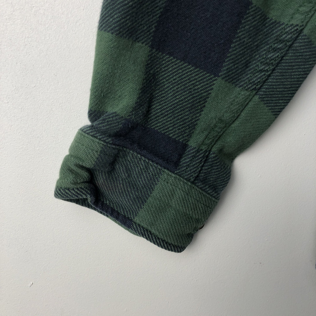 FIELD and STREAM Buffalo Check Long Sleeve Heavy Flannel Check Shirt, Men's Size M cotton green type Vintage Second Hand
