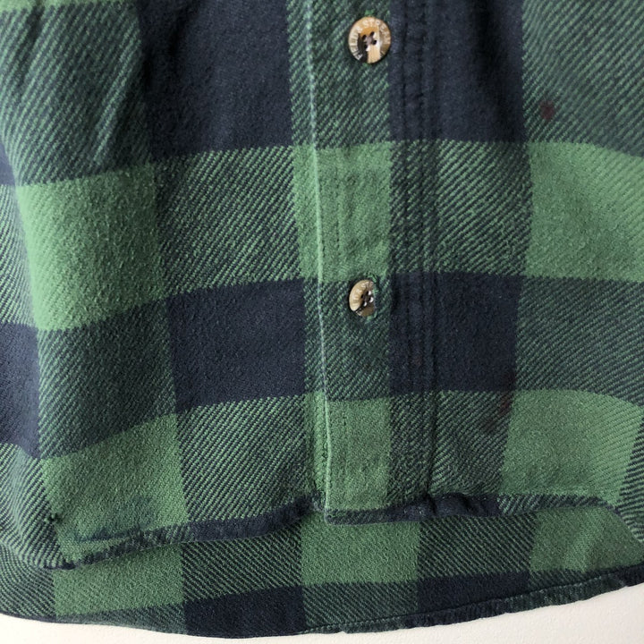 FIELD and STREAM Buffalo Check Long Sleeve Heavy Flannel Check Shirt, Men's Size M cotton green type Vintage Second Hand