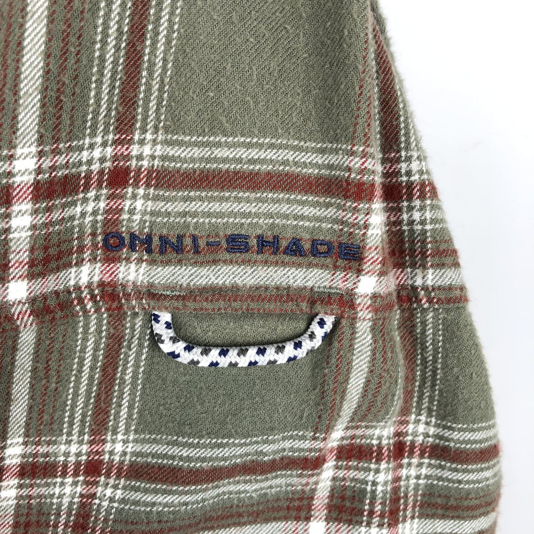 Columbia PFG Long Sleeve Button-Down Light Flannel Check Shirt, Men's Size Medium cotton Khaki type Vintage Second Hand