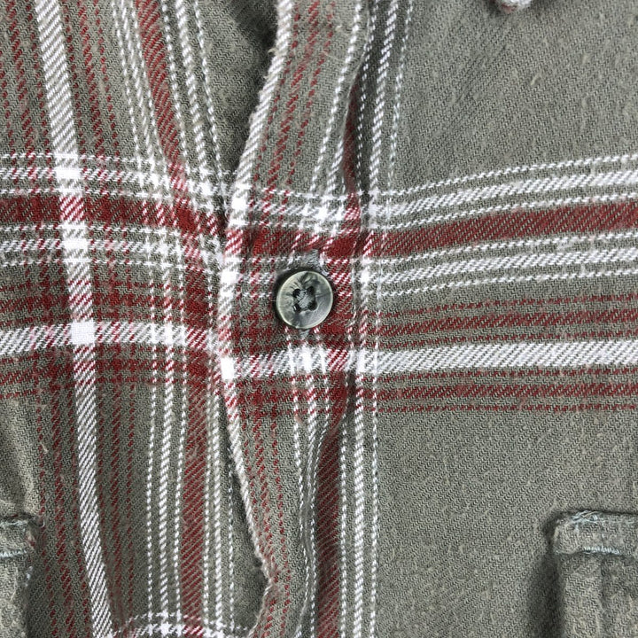 Columbia PFG Long Sleeve Button-Down Light Flannel Check Shirt, Men's Size Medium cotton Khaki type Vintage Second Hand