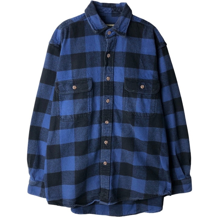 Field Stream & Stream Buffalo Check Long Sleeve Heavy Flannel Check Shirt, Men's Size Medium unclear blue type Vintage Second Hand