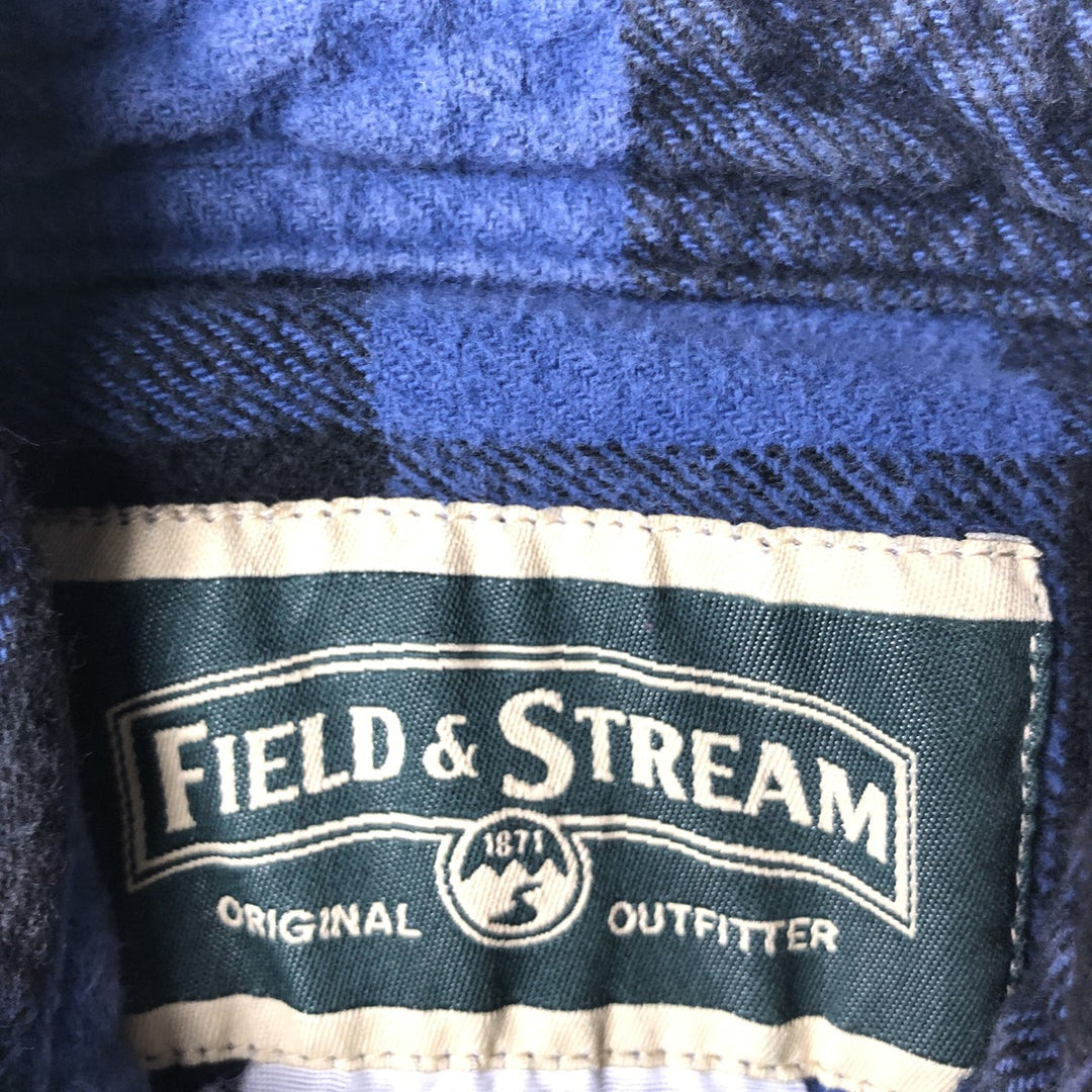 Field Stream & Stream Buffalo Check Long Sleeve Heavy Flannel Check Shirt, Men's Size Medium unclear blue type Vintage Second Hand