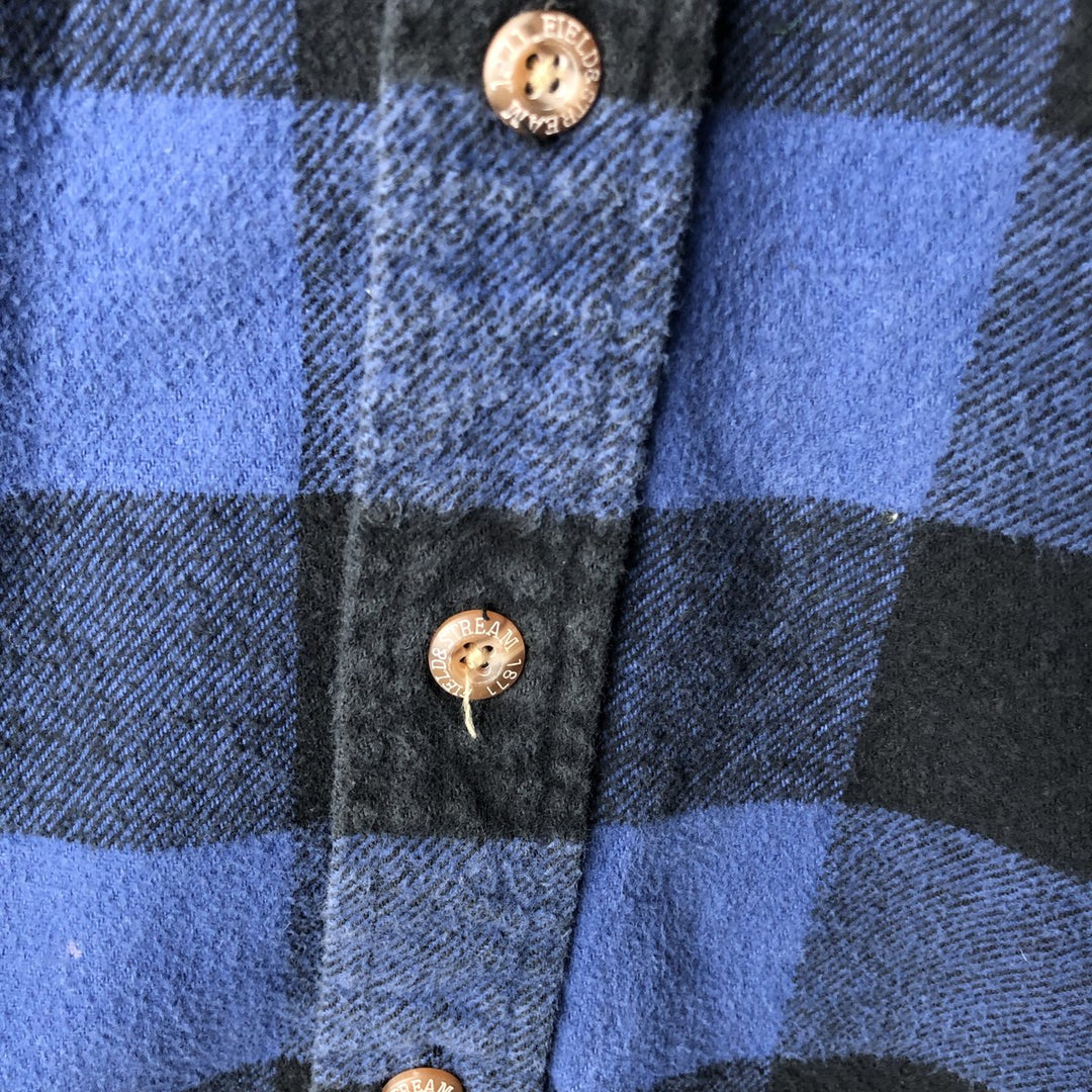 Field Stream & Stream Buffalo Check Long Sleeve Heavy Flannel Check Shirt, Men's Size Medium unclear blue type Vintage Second Hand
