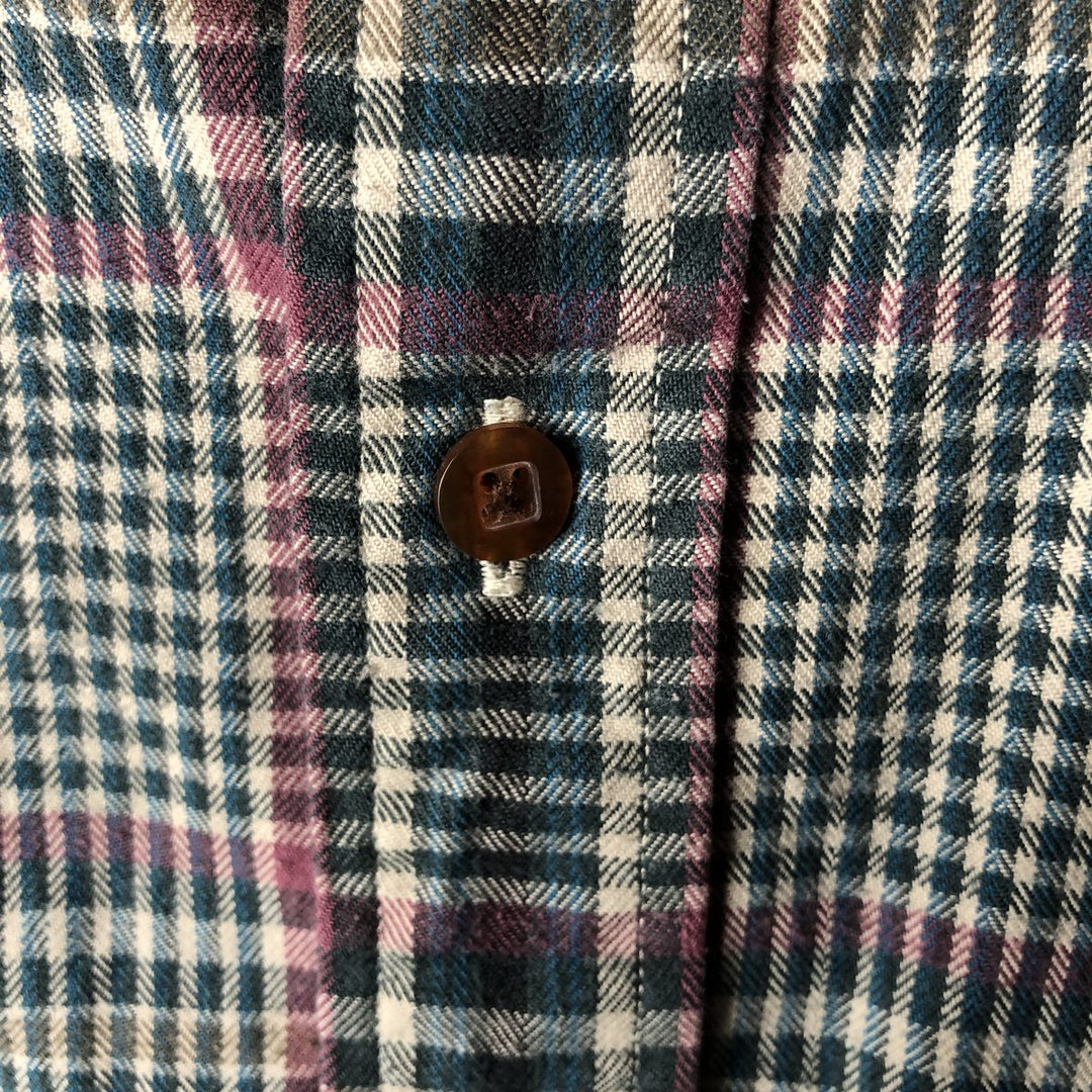 90'S LLBean Long Sleeve Flannel Check Shirt, Men's Size XL, Vintage cotton green type yellow green Vintage Second Hand