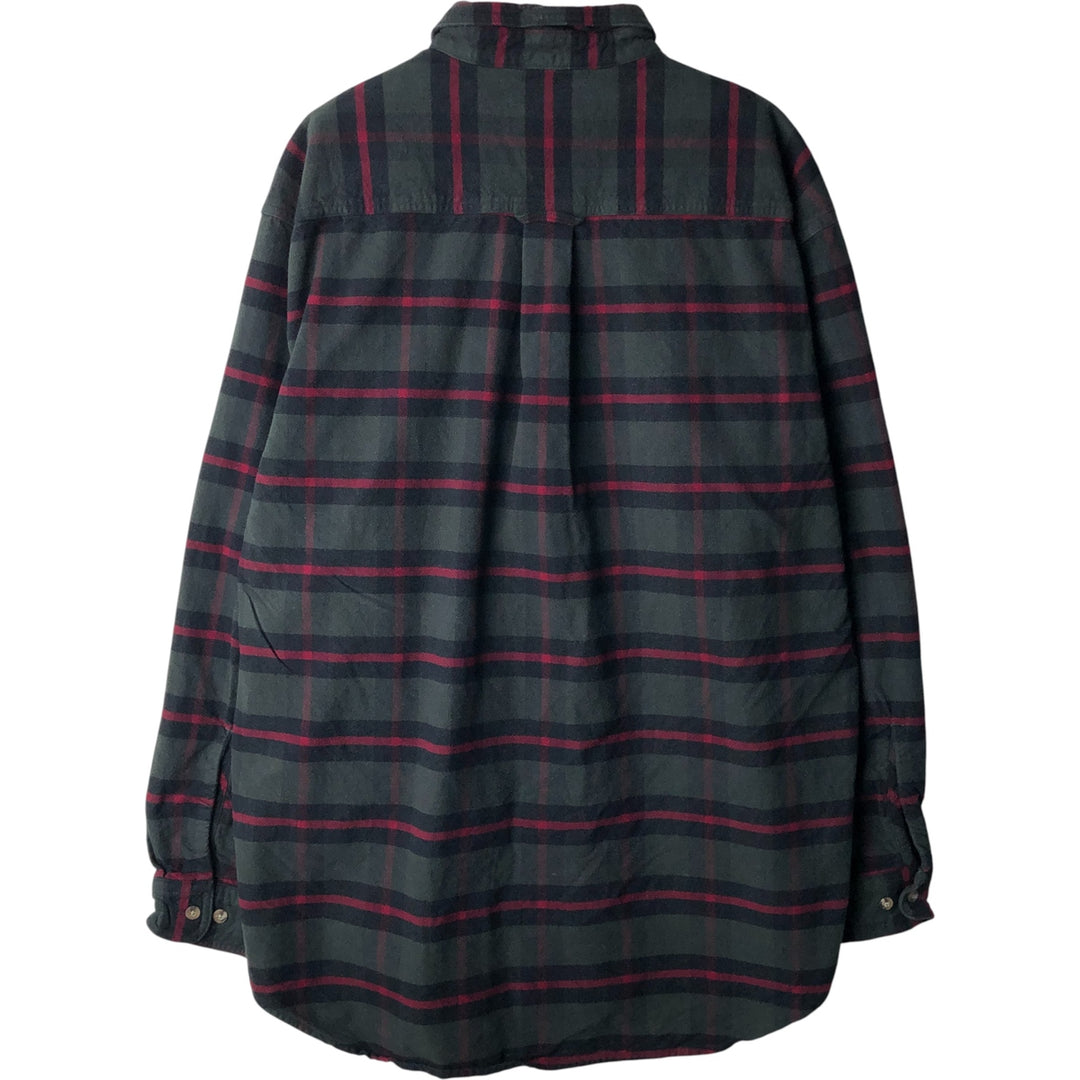Eddie Bauer long-sleeved flannel check shirt, men's size M cotton green type Vintage Second Hand
