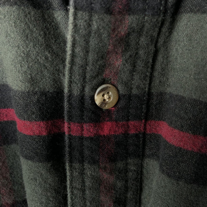 Eddie Bauer long-sleeved flannel check shirt, men's size M cotton green type Vintage Second Hand