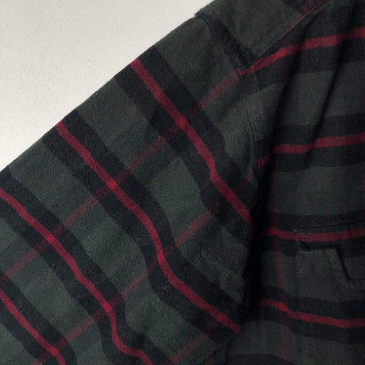 Eddie Bauer long-sleeved flannel check shirt, men's size M cotton green type Vintage Second Hand