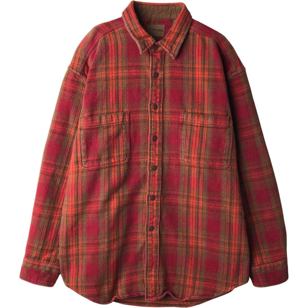 Vintage St. John's Bay Men's Long Sleeve Heavy Flannel Check Shirt, Size L cotton red type Vintage Second Hand