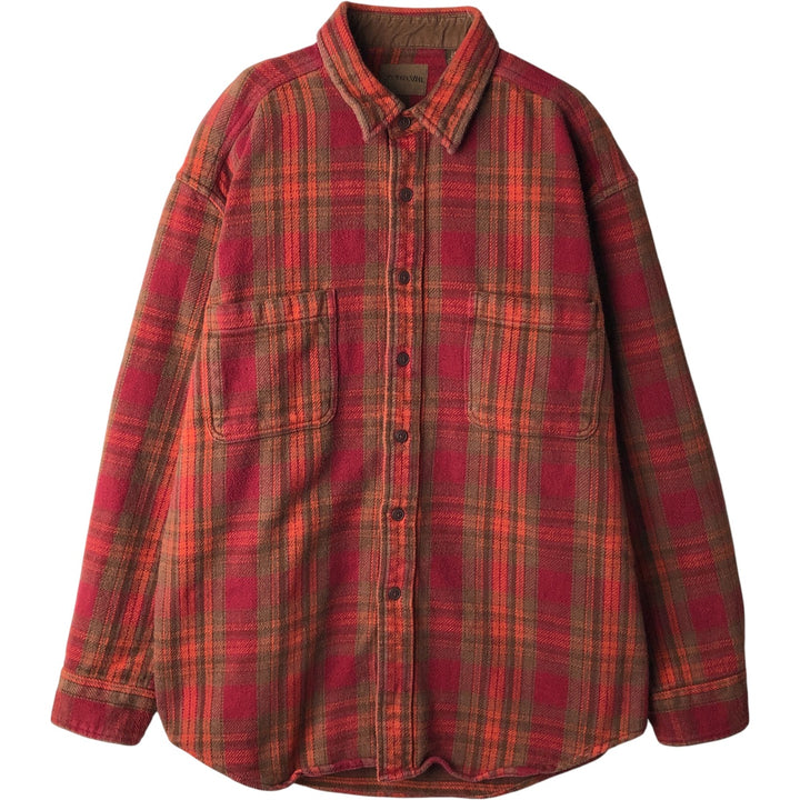 Vintage St. John's Bay Men's Long Sleeve Heavy Flannel Check Shirt, Size L cotton red type Vintage Second Hand