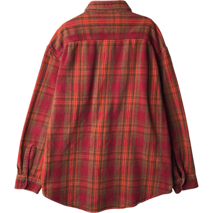 Vintage St. John's Bay Men's Long Sleeve Heavy Flannel Check Shirt, Size L cotton red type Vintage Second Hand