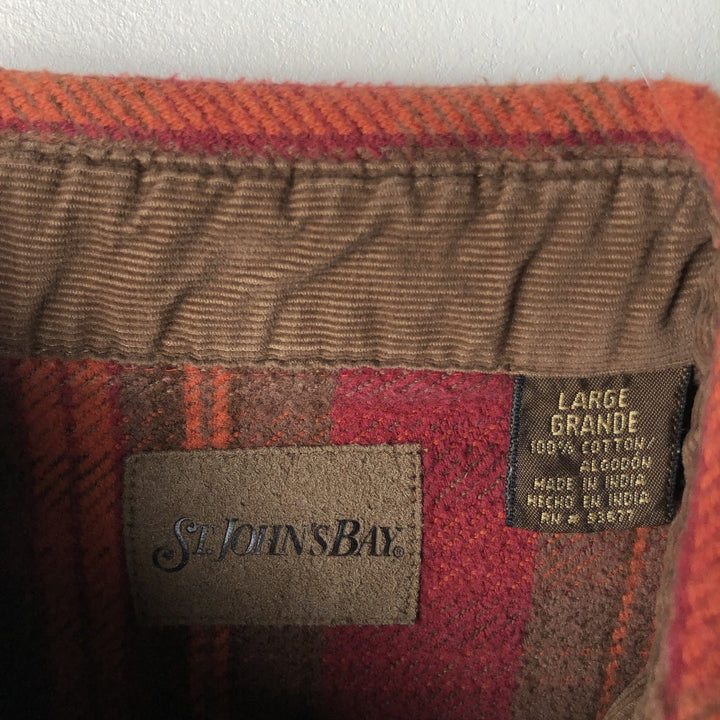 Vintage St. John's Bay Men's Long Sleeve Heavy Flannel Check Shirt, Size L cotton red type Vintage Second Hand