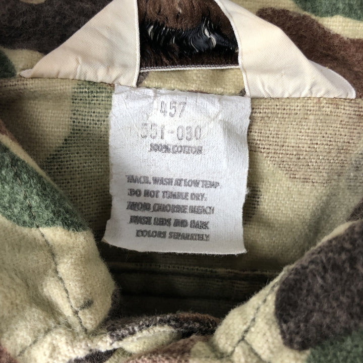 Duxbak Camouflage Pattern Duck Hunter Camo Long Sleeve Printed Flannel Shirt, Men's Size Small, Vintage cotton green type Vintage Second Hand