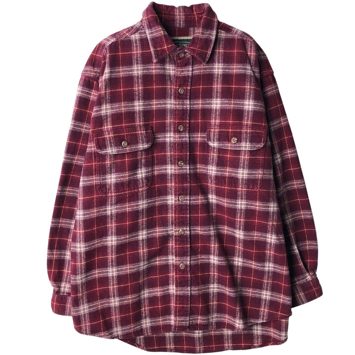 FIELD and STREAM Long Sleeve Heavy Flannel Check Shirt, Men's Size L cotton red type Vintage Second Hand