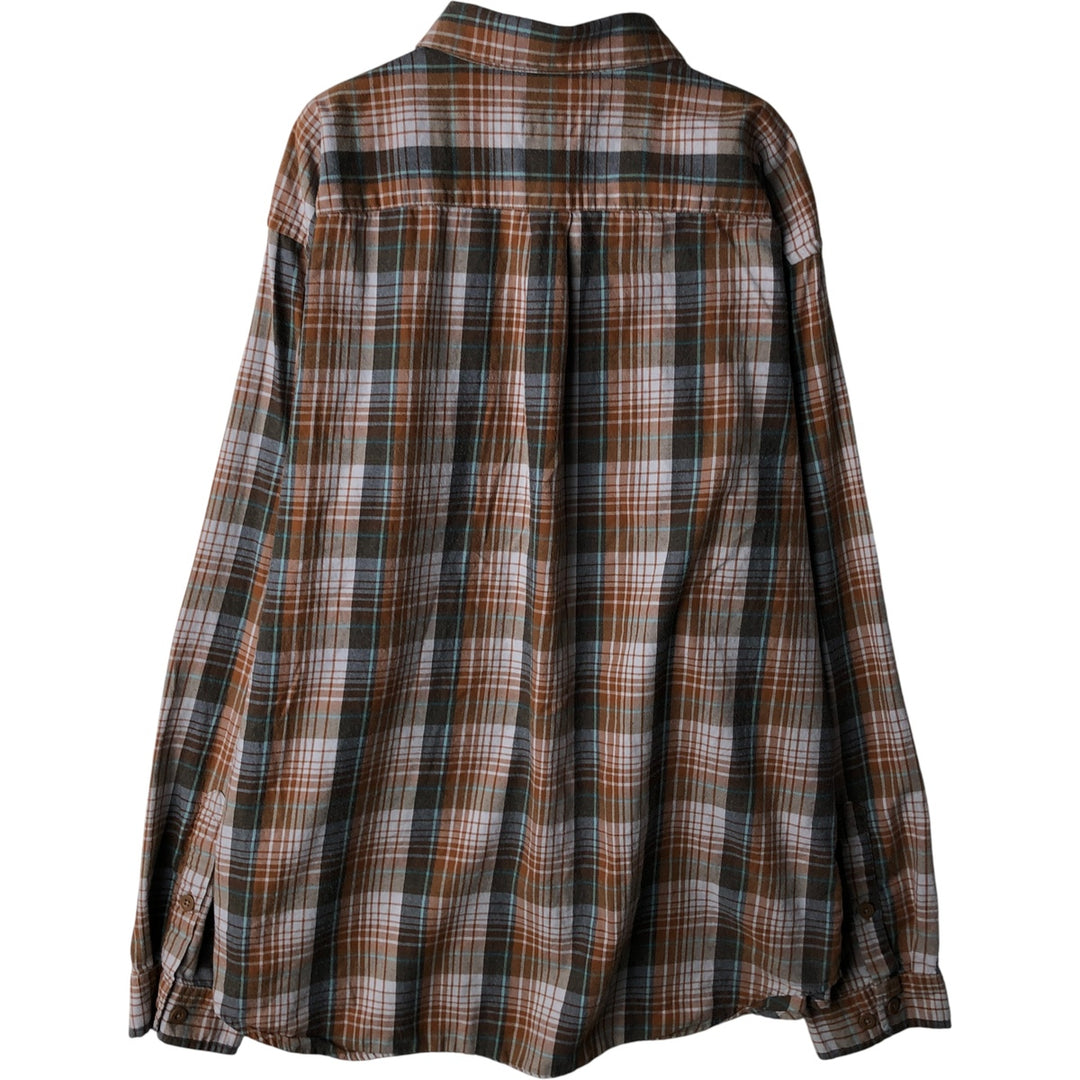 Patagonia OGANIC COTTON STY53837FA15 Long Sleeve Flannel Check Shirt, Men's Size L Organic cotton beige type brown Vintage Second Hand