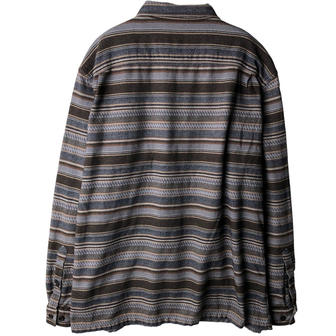 Patagonia OGANIC COTTON STY53947FA19 Striped Pattern Long Sleeve Heavy Flannel Shirt, Men's Size L Organic cotton brown type Vintage Second Hand