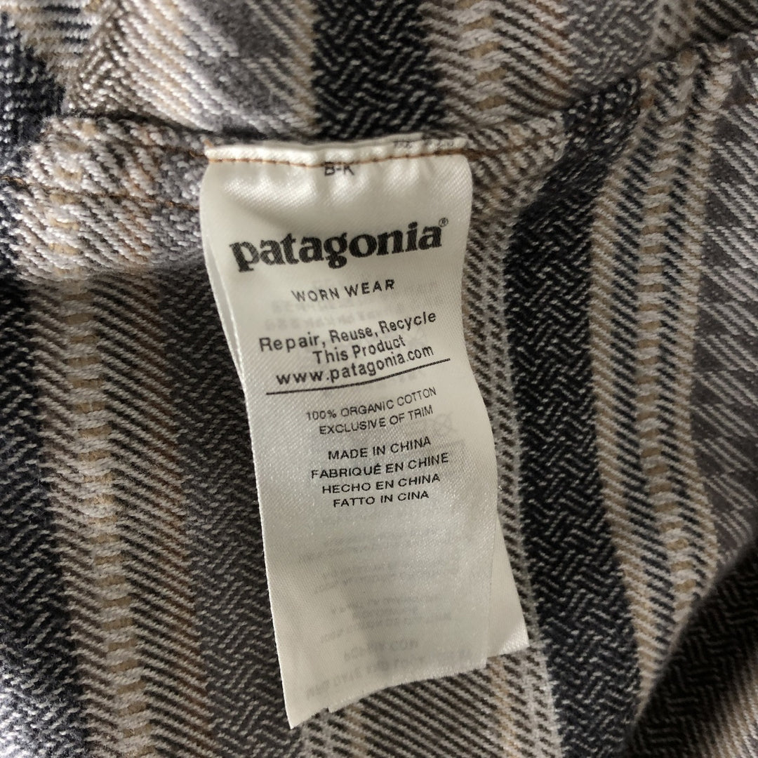 Patagonia OGANIC COTTON STY53947FA19 Striped Pattern Long Sleeve Heavy Flannel Shirt, Men's Size L Organic cotton brown type Vintage Second Hand