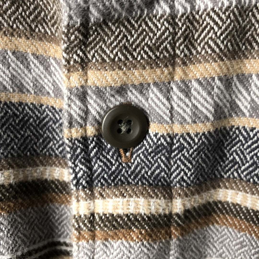 Patagonia OGANIC COTTON STY53947FA19 Striped Pattern Long Sleeve Heavy Flannel Shirt, Men's Size L Organic cotton brown type Vintage Second Hand
