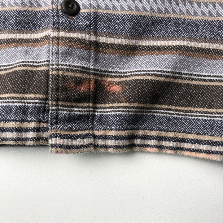 Patagonia OGANIC COTTON STY53947FA19 Striped Pattern Long Sleeve Heavy Flannel Shirt, Men's Size L Organic cotton brown type Vintage Second Hand