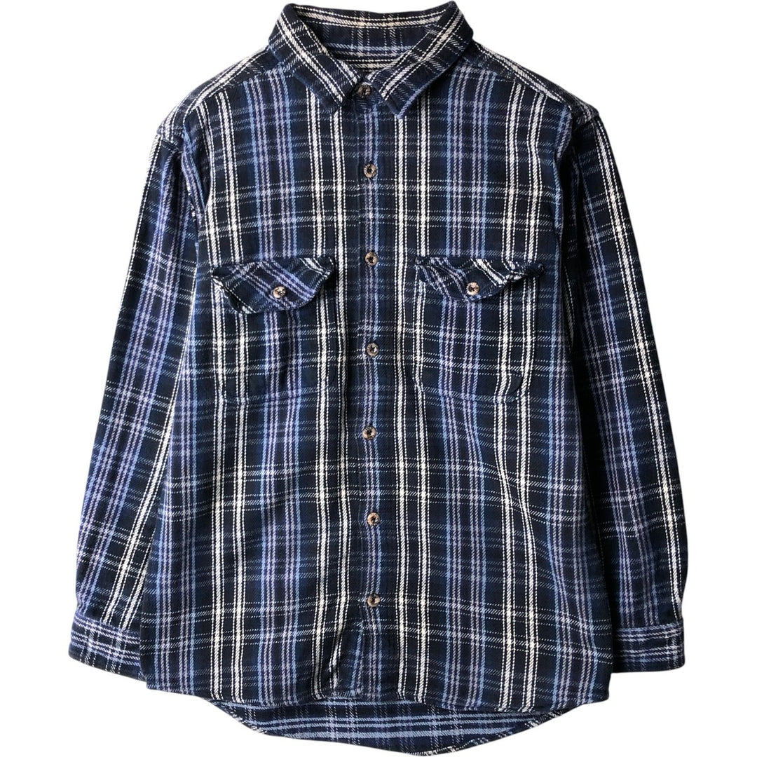 FIELD AND STREAM Long Sleeve Flannel Check Shirt, Men's Size M cotton navy blue type Vintage Second Hand
