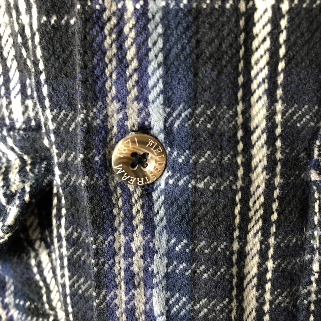 FIELD AND STREAM Long Sleeve Flannel Check Shirt, Men's Size M cotton navy blue type Vintage Second Hand