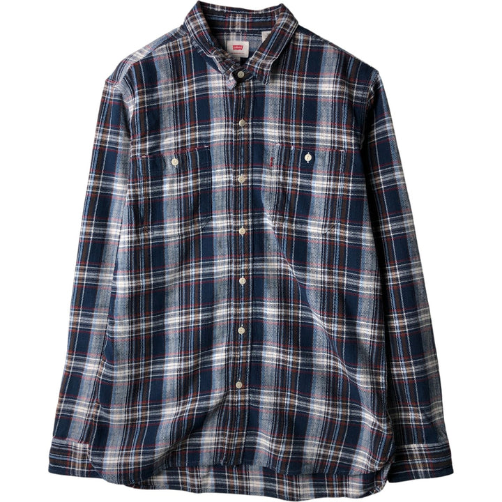 Levi's Long Sleeve Light Nell Check Shirt, Men's Size L cotton navy blue type Vintage Second Hand