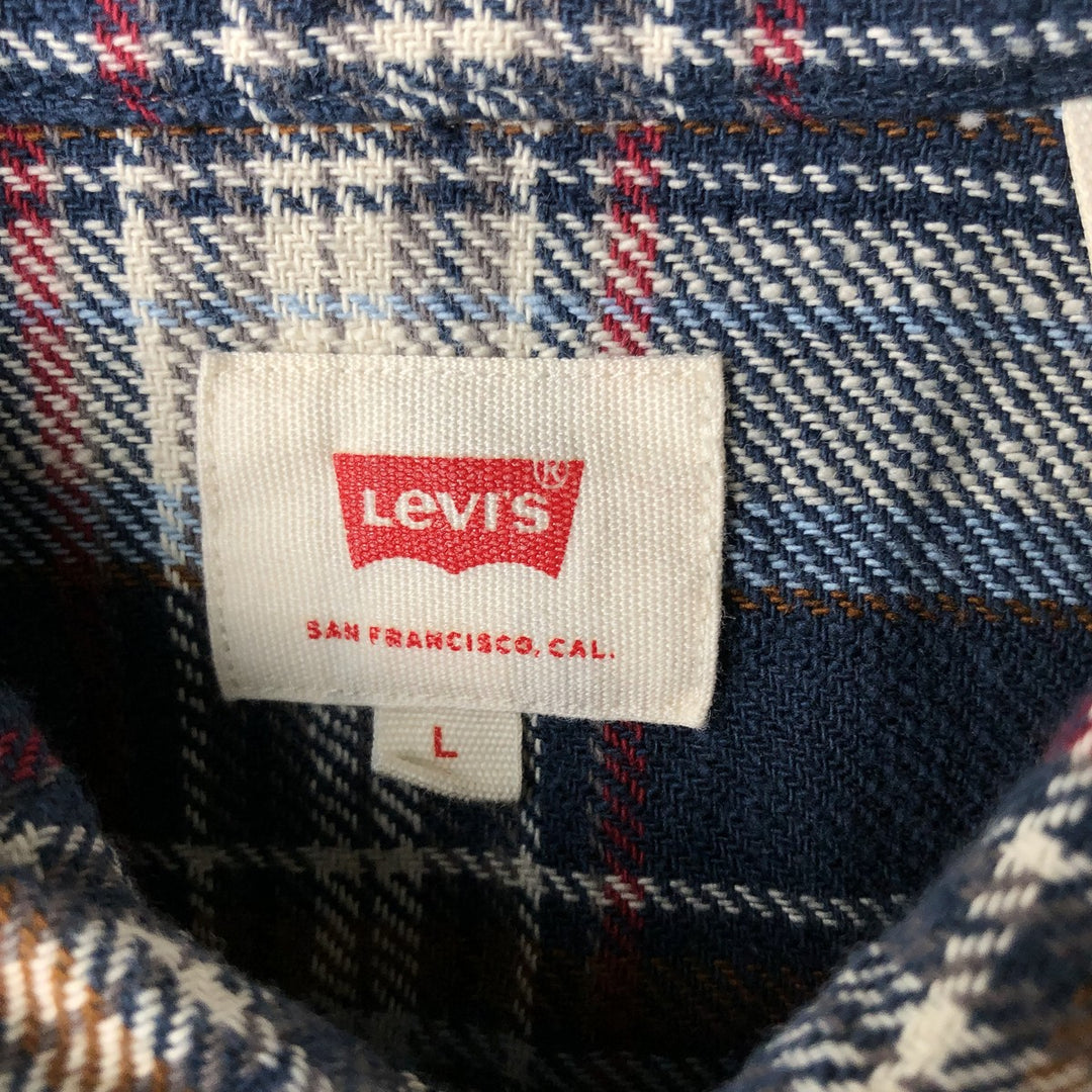 Levi's Long Sleeve Light Nell Check Shirt, Men's Size L cotton navy blue type Vintage Second Hand