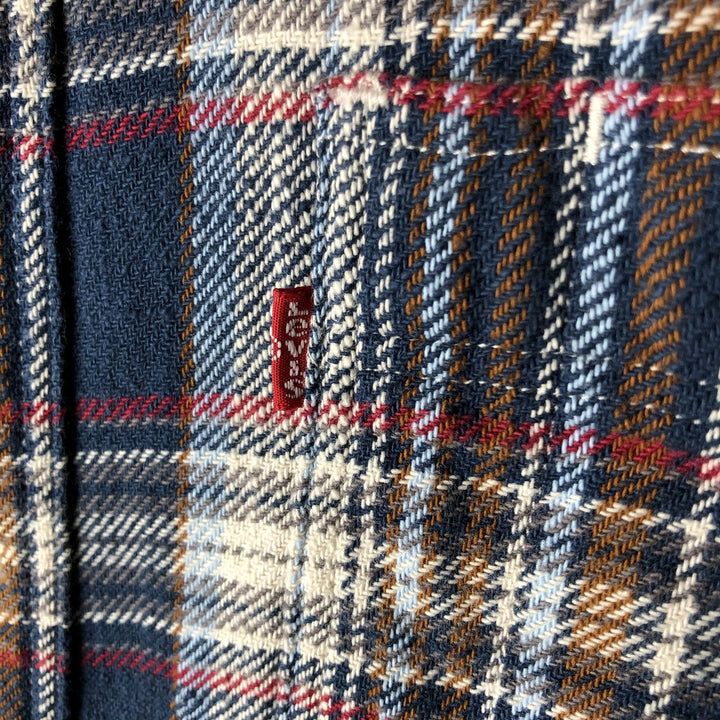 Levi's Long Sleeve Light Nell Check Shirt, Men's Size L cotton navy blue type Vintage Second Hand