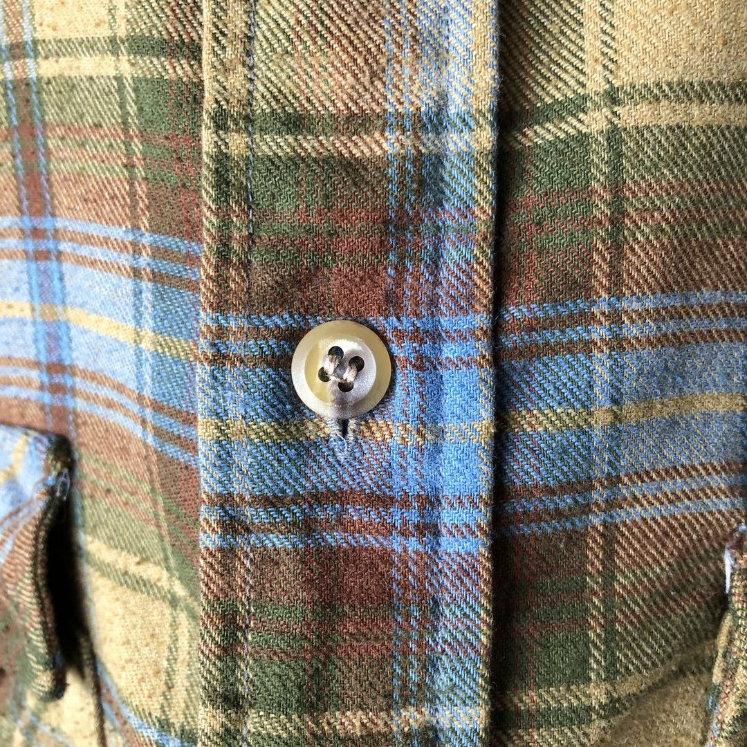 Vintage 1980'S Roebucks Light Flannel Check Shirt, Men's Size Medium cotton ocher yellow type Vintage Second Hand
