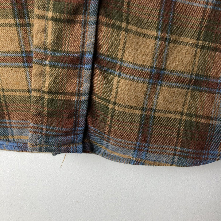 Vintage 1980'S Roebucks Light Flannel Check Shirt, Men's Size Medium cotton ocher yellow type Vintage Second Hand