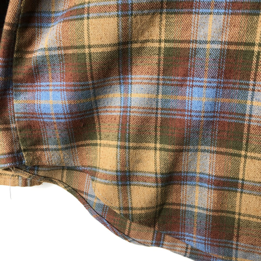 Vintage 1980'S Roebucks Light Flannel Check Shirt, Men's Size Medium cotton ocher yellow type Vintage Second Hand