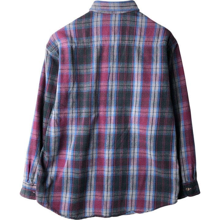 Vintage 90s-00'S St. John's Bay long-sleeved flannel check shirt, size M, men's cotton Red type red-purple Vintage Second Hand