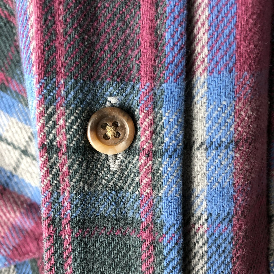Vintage 90s-00'S St. John's Bay long-sleeved flannel check shirt, size M, men's cotton Red type red-purple Vintage Second Hand