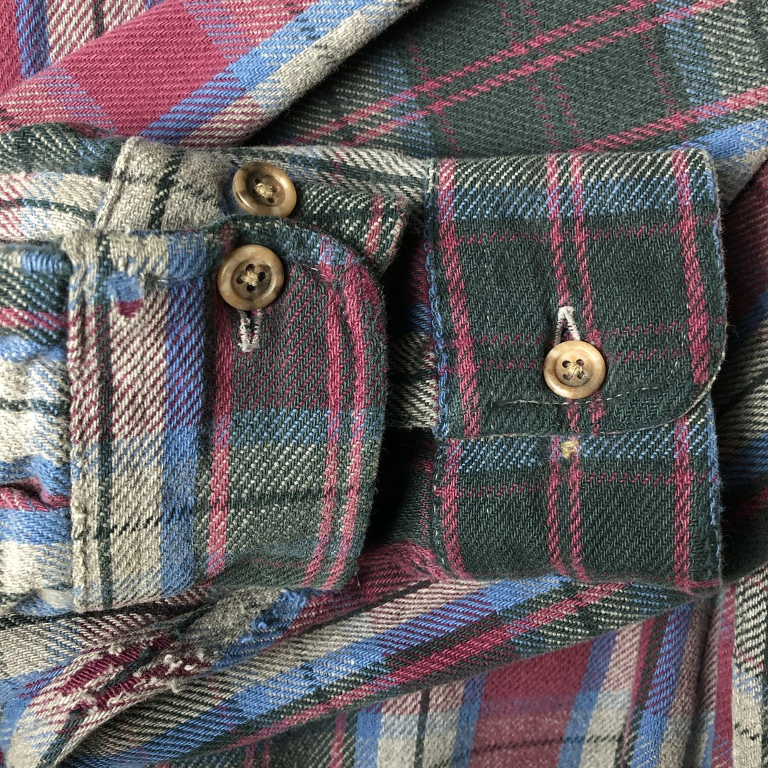 Vintage 90s-00'S St. John's Bay long-sleeved flannel check shirt, size M, men's cotton Red type red-purple Vintage Second Hand