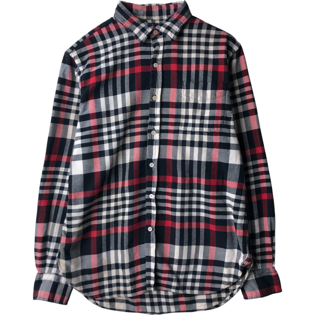 POLO by Ralph Lauren LOWELL CUSTOM FIT long-sleeved Lightflannel check shirt, made in Italy, men's size L cotton navy blue type Vintage Second Hand