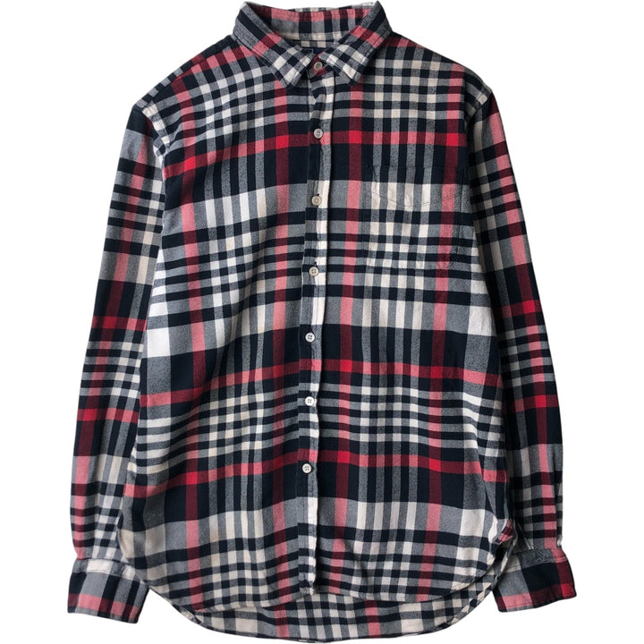 POLO by Ralph Lauren LOWELL CUSTOM FIT long-sleeved Lightflannel check shirt, made in Italy, men's size L cotton navy blue type Vintage Second Hand