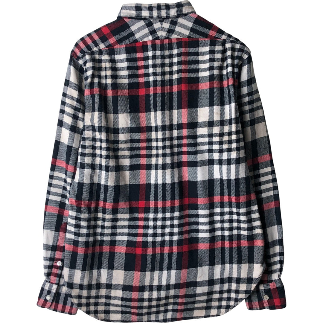 POLO by Ralph Lauren LOWELL CUSTOM FIT long-sleeved Lightflannel check shirt, made in Italy, men's size L cotton navy blue type Vintage Second Hand