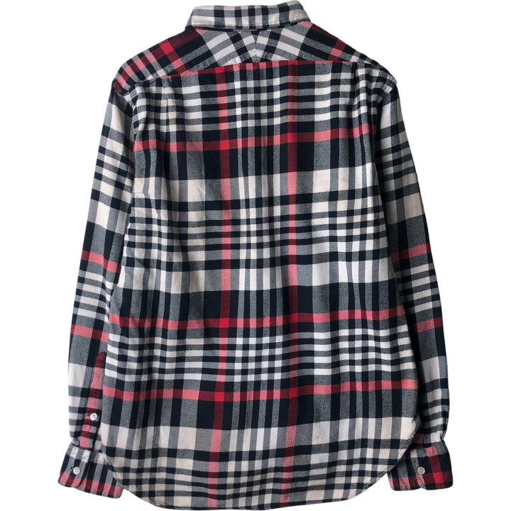 POLO by Ralph Lauren LOWELL CUSTOM FIT long-sleeved Lightflannel check shirt, made in Italy, men's size L cotton navy blue type Vintage Second Hand