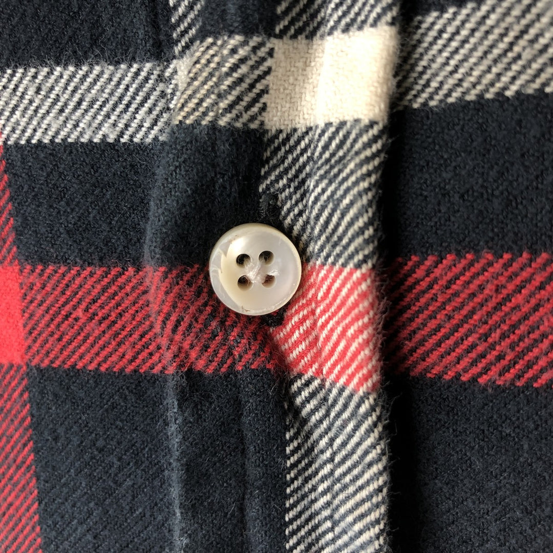 POLO by Ralph Lauren LOWELL CUSTOM FIT long-sleeved Lightflannel check shirt, made in Italy, men's size L cotton navy blue type Vintage Second Hand