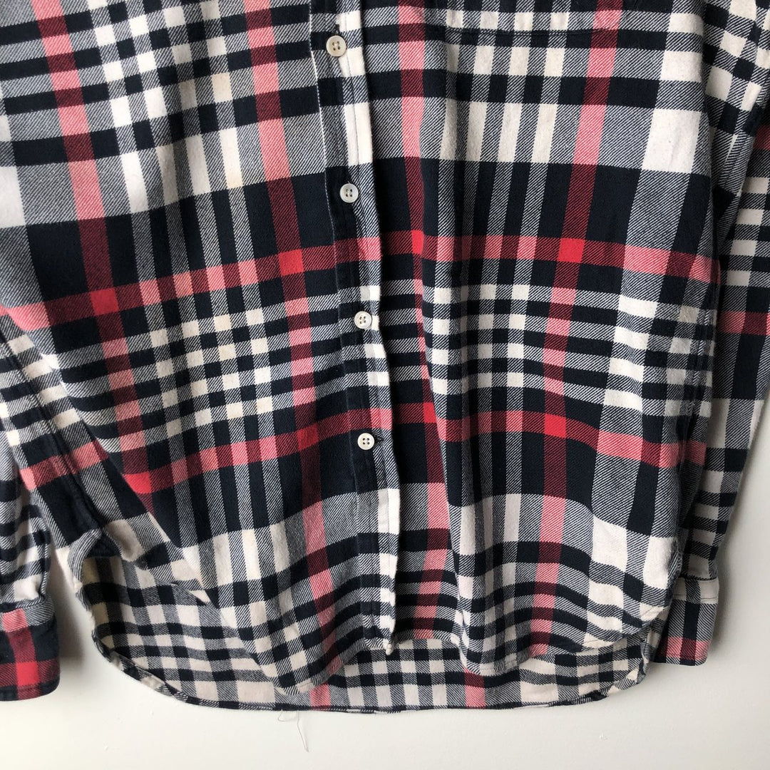 POLO by Ralph Lauren LOWELL CUSTOM FIT long-sleeved Lightflannel check shirt, made in Italy, men's size L cotton navy blue type Vintage Second Hand