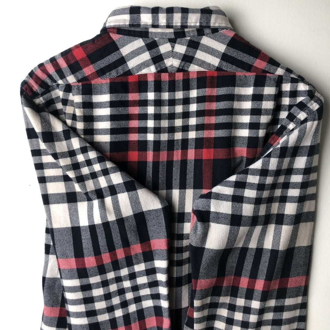 POLO by Ralph Lauren LOWELL CUSTOM FIT long-sleeved Lightflannel check shirt, made in Italy, men's size L cotton navy blue type Vintage Second Hand