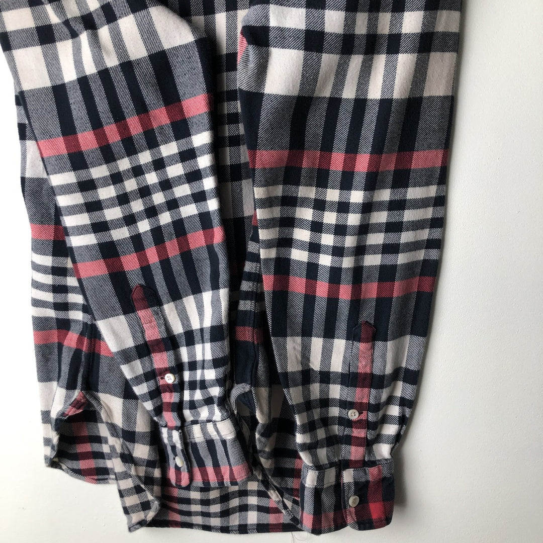 POLO by Ralph Lauren LOWELL CUSTOM FIT long-sleeved Lightflannel check shirt, made in Italy, men's size L cotton navy blue type Vintage Second Hand