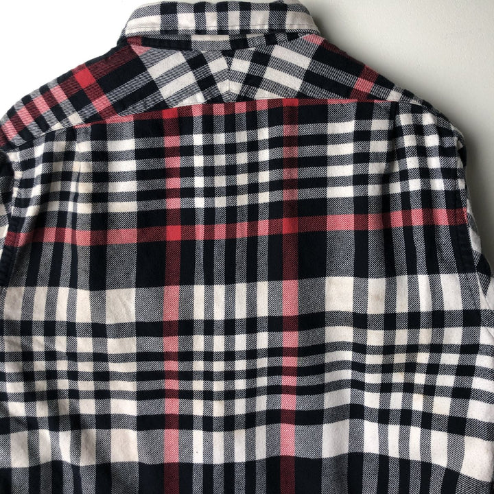 POLO by Ralph Lauren LOWELL CUSTOM FIT long-sleeved Lightflannel check shirt, made in Italy, men's size L cotton navy blue type Vintage Second Hand