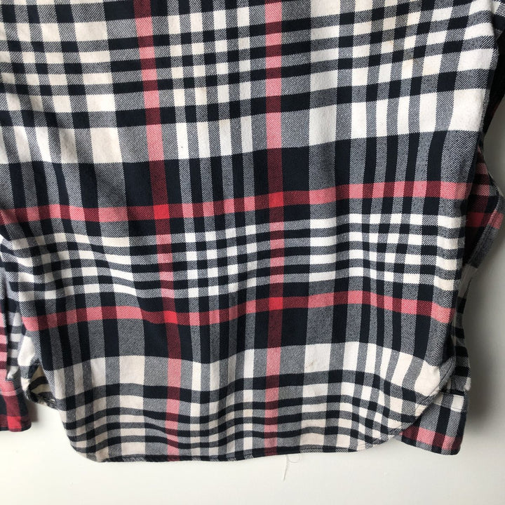 POLO by Ralph Lauren LOWELL CUSTOM FIT long-sleeved Lightflannel check shirt, made in Italy, men's size L cotton navy blue type Vintage Second Hand