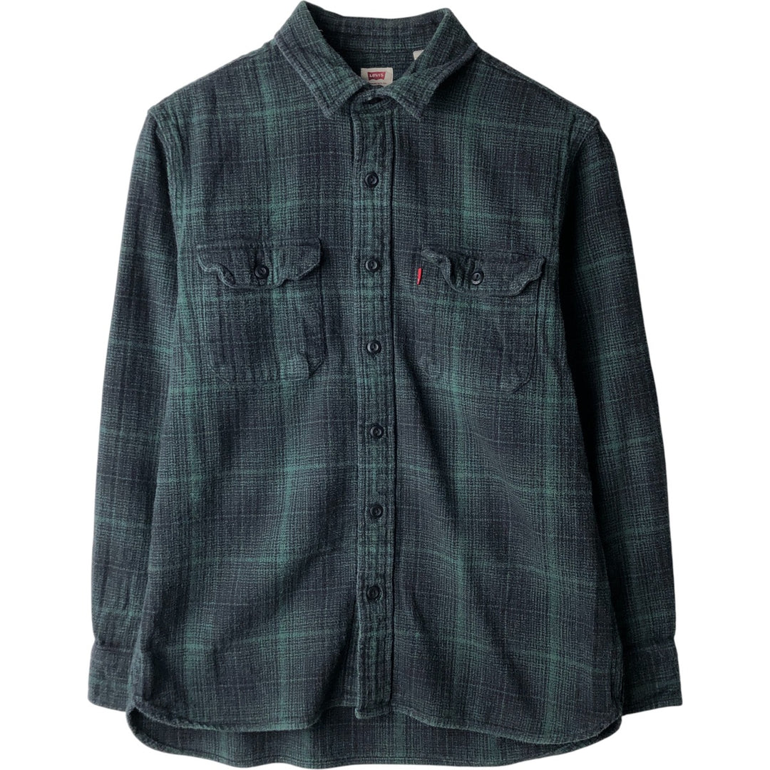 Levi's Relaxed Ombre Check Long Sleeve Light Flannel Check Shirt, Men's Size Medium unclear black type Vintage Second Hand